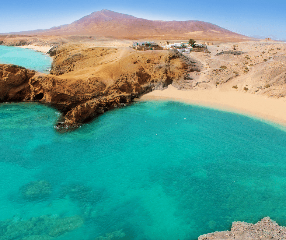 an isolated beach in lanzarote